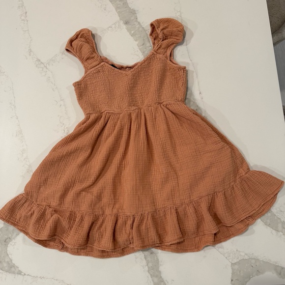 American Eagle Smocked Bodice Gauze Mini Dress Women’s Medium Clay Brown Boho - Picture 9 of 9